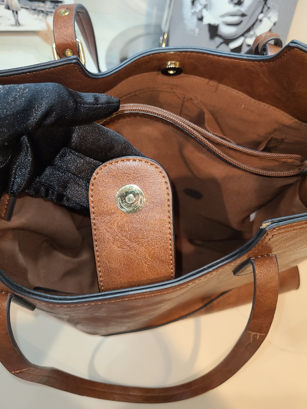 Bueno Brown Leather Tote with Tassel Charm - Picture 11 of 15